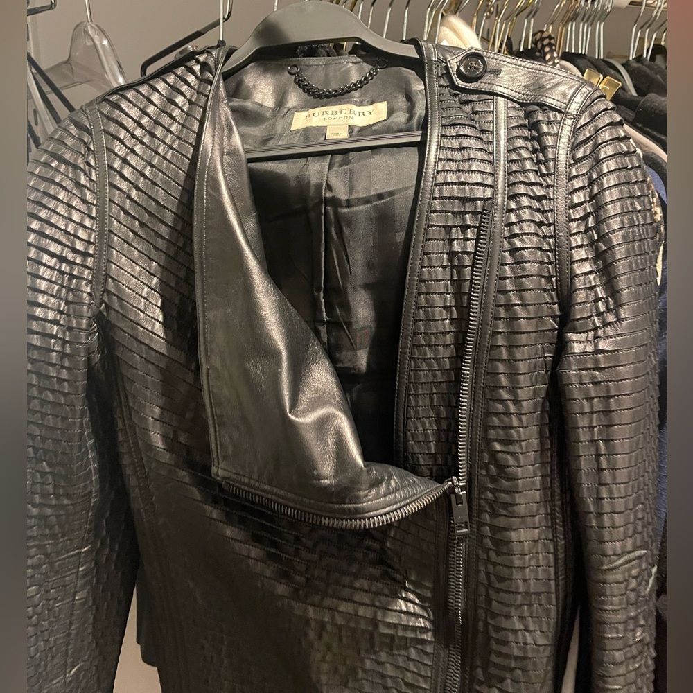 Burberry London leather asymmetrical jacket/blazer.